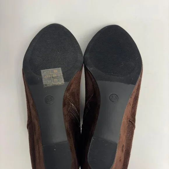 Brown Suede‑Style Wedge Ankle Boots – NEW - Picture 2 of 6